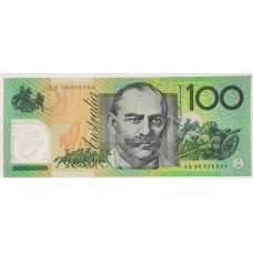 AUSTRALIA 1996 . ONE HUNDRED 100 DOLLARS BANKNOTE . EVANS/FRASER . TEST NOTE . FIRST PREFIX AN96